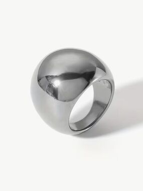 Chunky Polished Stainless Steel Dome Ring - Silver